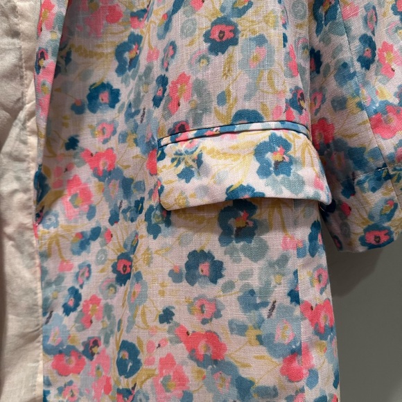 NWT Fate Floral Meet Me in Paris Blazer Jacket Small Open Front Linen Cotton - Picture 7 of 10